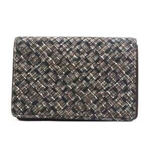 BOTTEGA VENETA Black Leather Intrecciato Clutch Bag